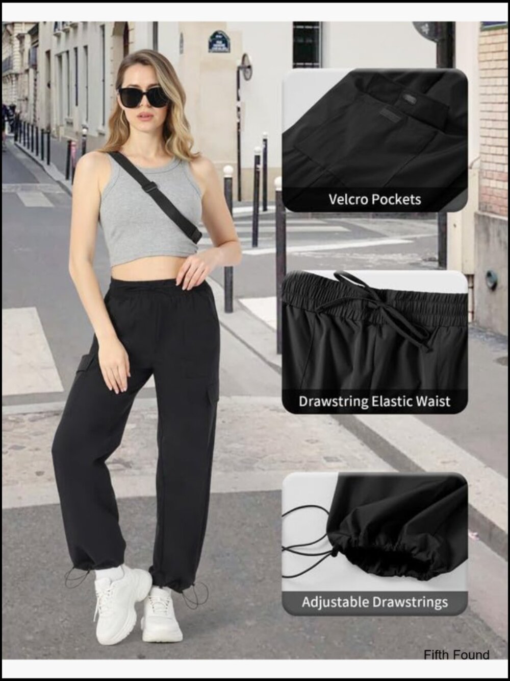 Wide Leg Cargo Pants with Adjustable Waist and Cuffs for Hiking Travel - Picture 6 of 7